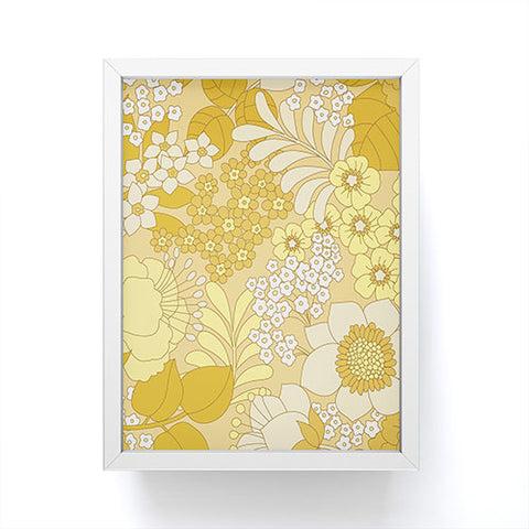 Eyestigmatic Design Yellow Ivory Brown Retro Floral Framed Mini Art Print