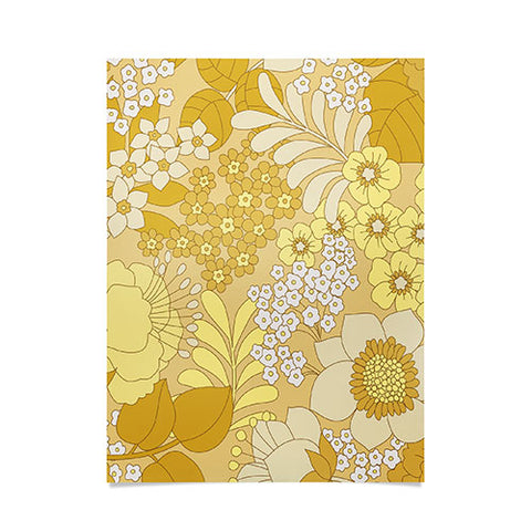 Eyestigmatic Design Yellow Ivory Brown Retro Floral Poster