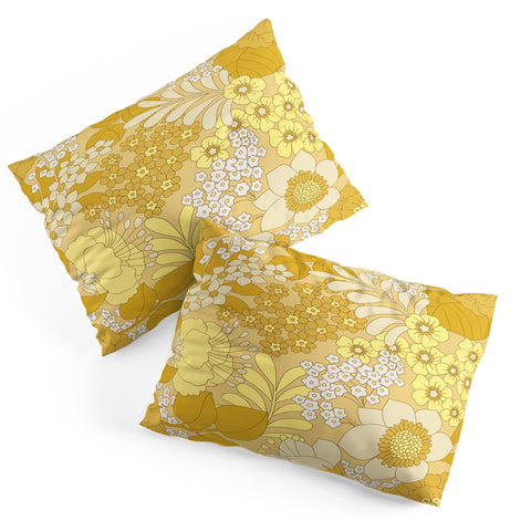 Eyestigmatic Design Yellow Ivory Brown Retro Floral Pillow Shams