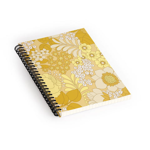 Eyestigmatic Design Yellow Ivory Brown Retro Floral Spiral Notebook