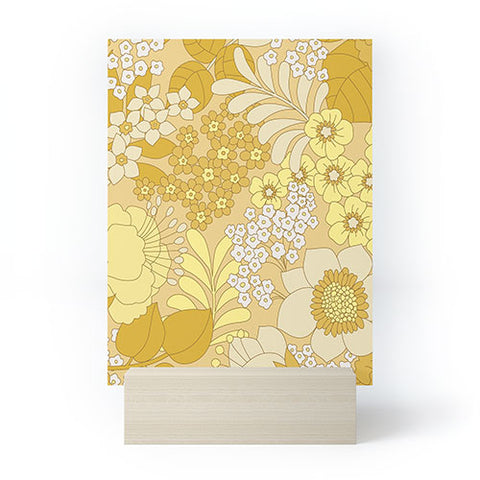 Eyestigmatic Design Yellow Ivory Brown Retro Floral Mini Art Print