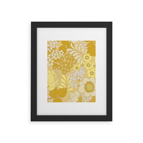 Eyestigmatic Design Yellow Ivory Brown Retro Floral Framed Art Print