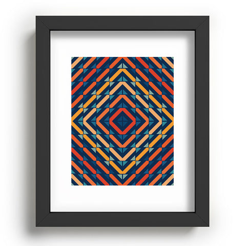 Fimbis Abstract Tiles Blue Orange Recessed Framing Rectangle
