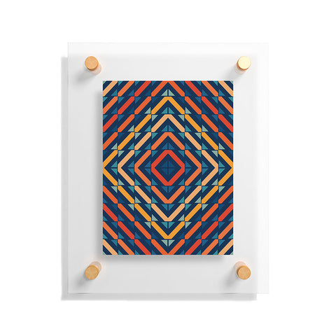 Fimbis Abstract Tiles Blue Orange Floating Acrylic Print