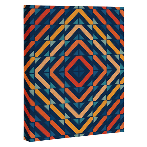 Fimbis Abstract Tiles Blue Orange Art Canvas