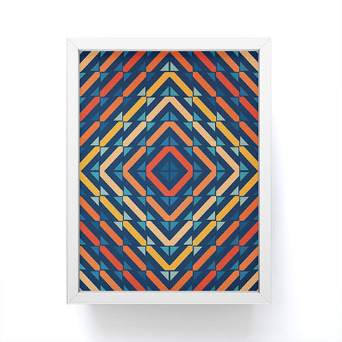 Fimbis Abstract Tiles Blue Orange Framed Mini Art Print