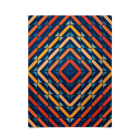 Fimbis Abstract Tiles Blue Orange Poster