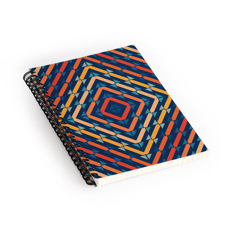 Fimbis Abstract Tiles Blue Orange Spiral Notebook