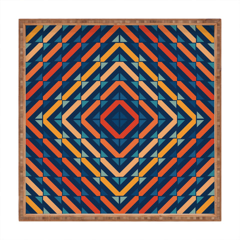 Fimbis Abstract Tiles Blue Orange Square Tray
