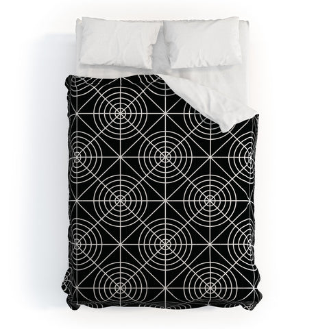 Fimbis Circle Squares Black and White Comforter