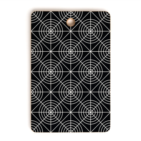 Fimbis Circle Squares Black and White Cutting Board Rectangle
