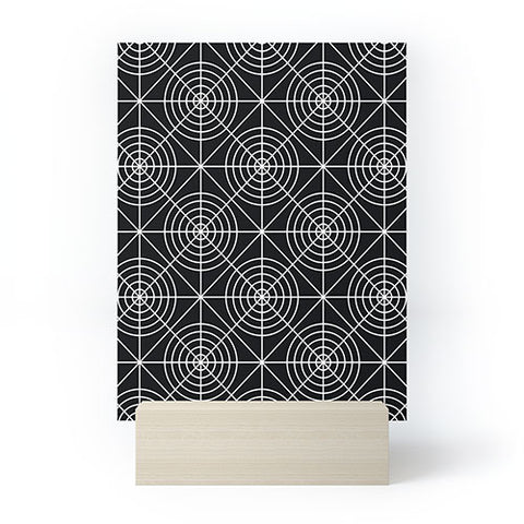 Fimbis Circle Squares Black and White Mini Art Print