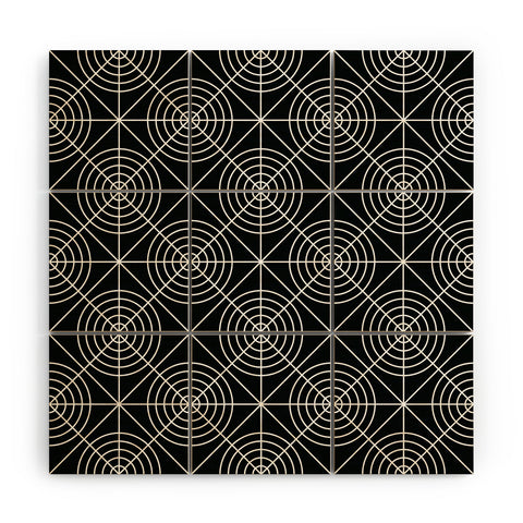 Fimbis Circle Squares Black and White Wood Wall Mural