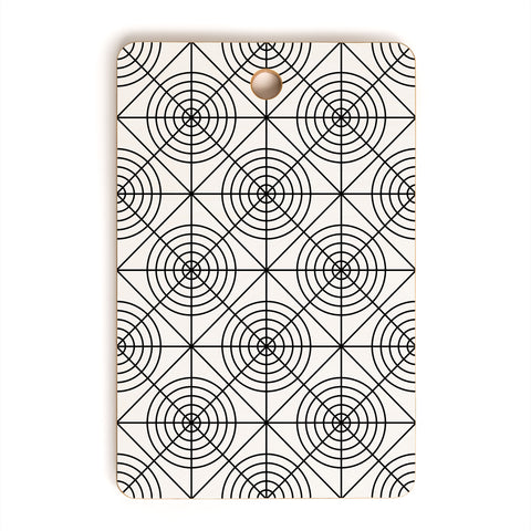 Fimbis Circle Squares Black White 2 Cutting Board Rectangle