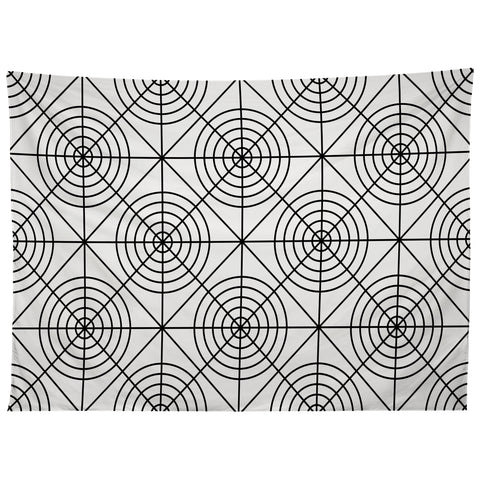 Fimbis Circle Squares Black White 2 Tapestry