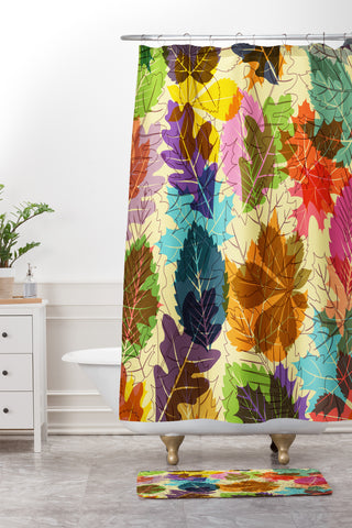 Fimbis Leaves Autumn Shower Curtain And Mat