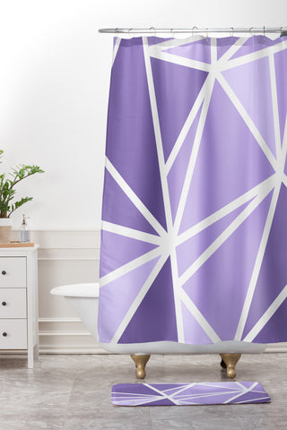 Fimbis Mosaic Purples Shower Curtain And Mat