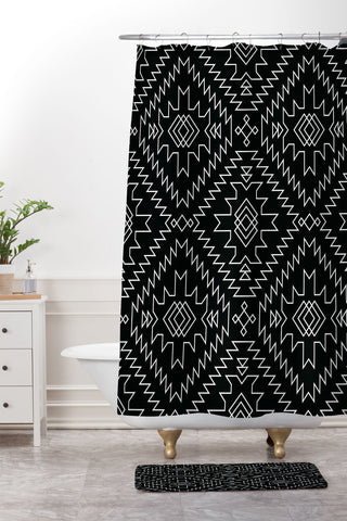 Fimbis NavNa Black and White 1 Shower Curtain And Mat