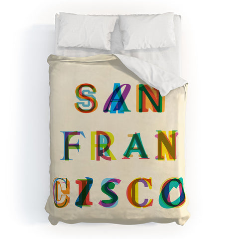 Fimbis San Francisco Typography Duvet Cover