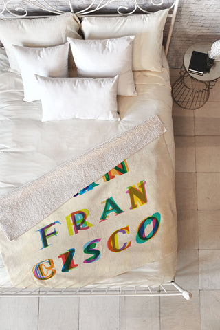 Fimbis San Francisco Typography Fleece Throw Blanket