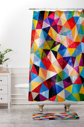 Fimbis Space Shapes Shower Curtain And Mat
