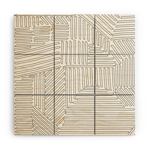 Fimbis Strypes BW Outline Wood Wall Mural