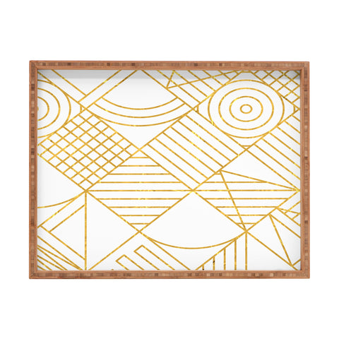Fimbis Whackadoodle White and Gold Rectangular Tray