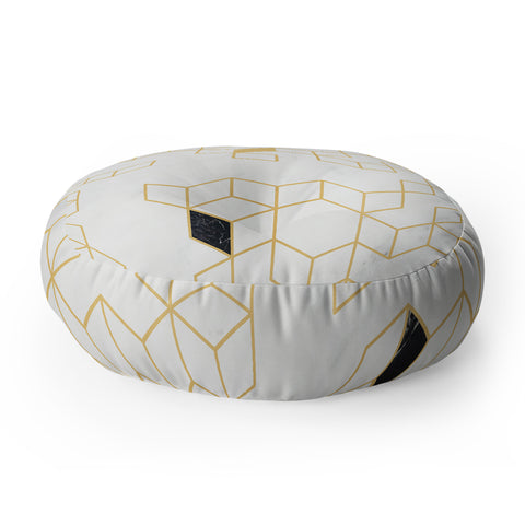 Florent Bodart Gold and Marble Keziah Scandinavian Pattern Floor Pillow Round