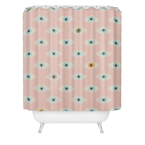 Florent Bodart Hundred Eyes Pink Shower Curtain