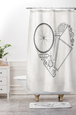 Florent Bodart Love Bike Shower Curtain And Mat