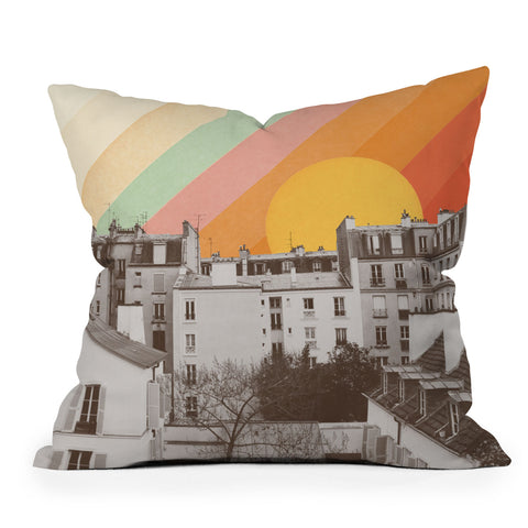 Florent Bodart Rainbow Sky Above Paris Throw Pillow