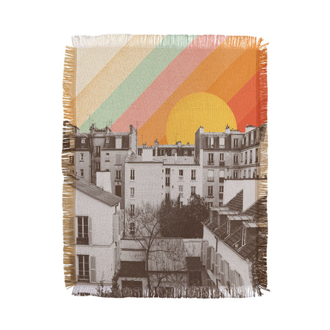 Florent Bodart Rainbow Sky Above Paris Throw Blanket