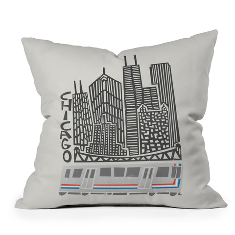 Fox And Velvet Chicago Cityscape Outdoor Throw Pillow