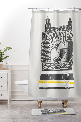 Fox And Velvet Los Angeles Cityscape Shower Curtain And Mat