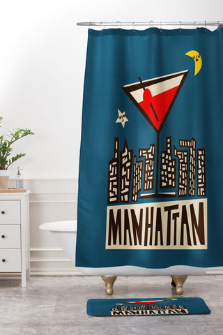 Fox And Velvet Manhattan Cocktail Print Shower Curtain And Mat