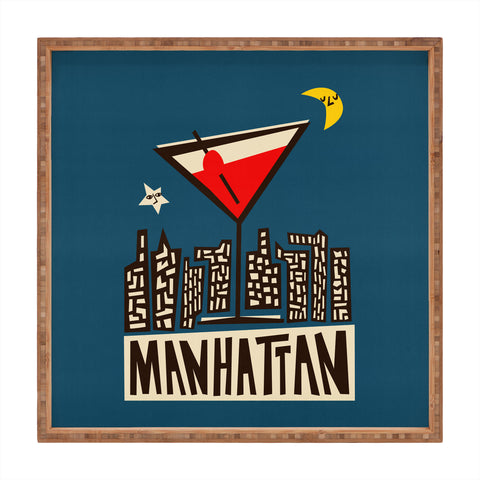 Fox And Velvet Manhattan Cocktail Print Square Tray