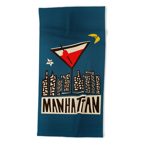 Fox And Velvet Manhattan Cocktail Print Beach Towel