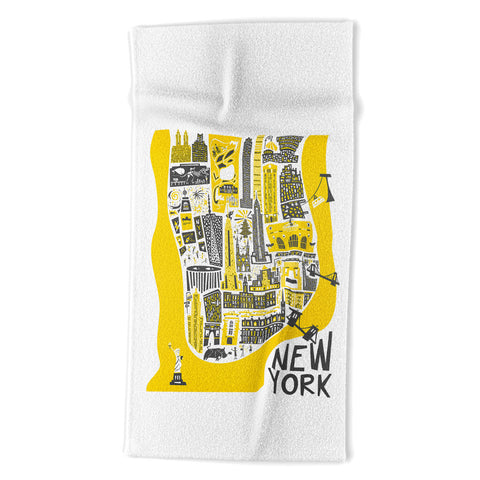 Fox And Velvet Manhattan New York Map Beach Towel