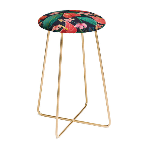 Francisco Fonseca red flowers Counter Stool