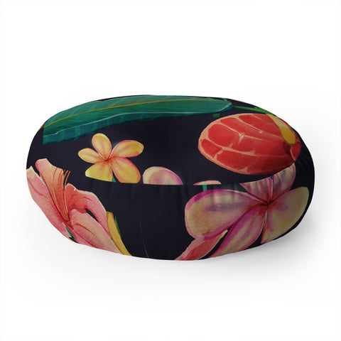 Francisco Fonseca red flowers Floor Pillow Round