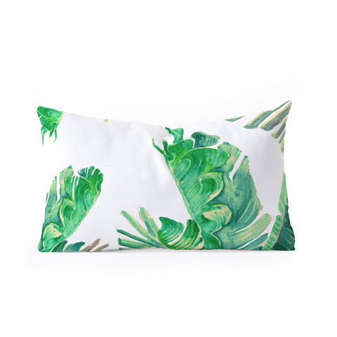 Francisco Fonseca tropical watercolor leaves Oblong Throw Pillow