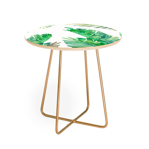 Francisco Fonseca tropical watercolor leaves Round Side Table