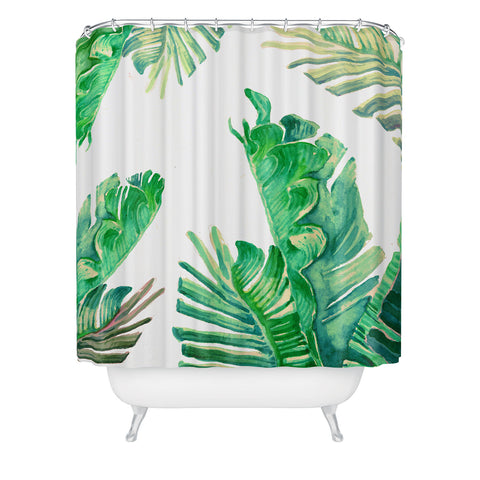 Francisco Fonseca tropical watercolor leaves Shower Curtain