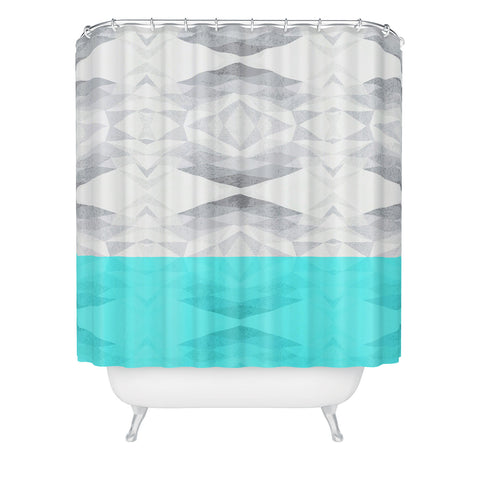 Gabi Lattice Aqua Shower Curtain