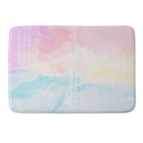 Gabi Pastel Rainbow Watercolor Memory Foam Bath Mat
