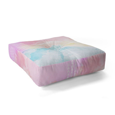 Gabi Pastel Rainbow Watercolor Floor Pillow Square