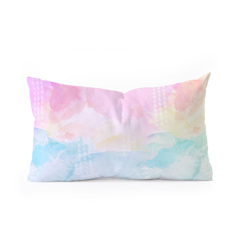 Gabi Pastel Rainbow Watercolor Oblong Throw Pillow