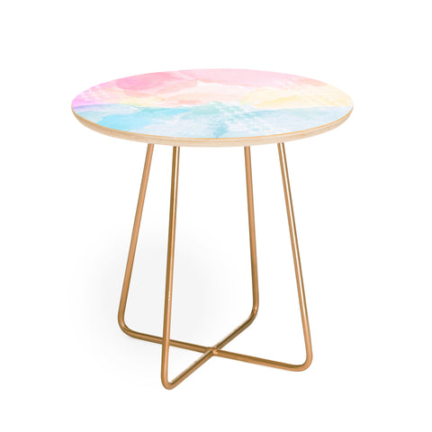 Gabi Pastel Rainbow Watercolor Round Side Table