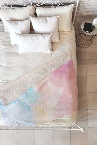 Gabi Pastel Rainbow Watercolor Fleece Throw Blanket