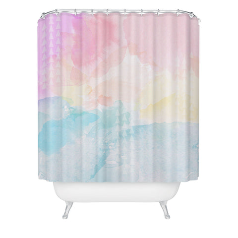 Gabi Pastel Rainbow Watercolor Shower Curtain